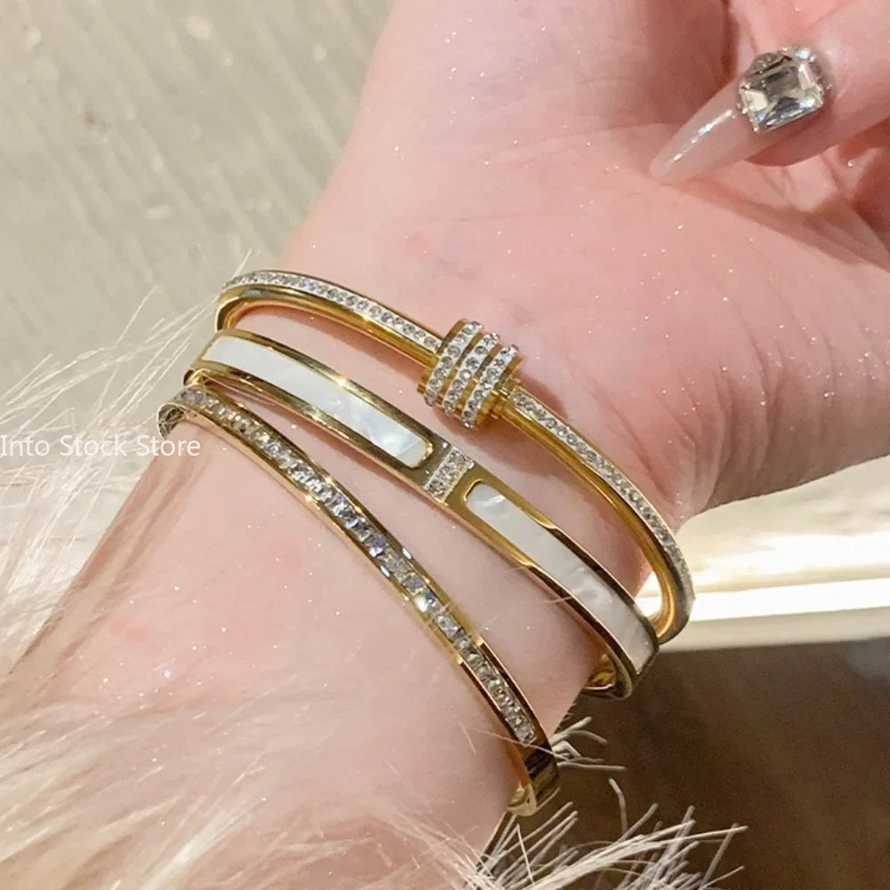 Gold Plated Bracelet White Fritillary Shell Bracelet Luxury Design