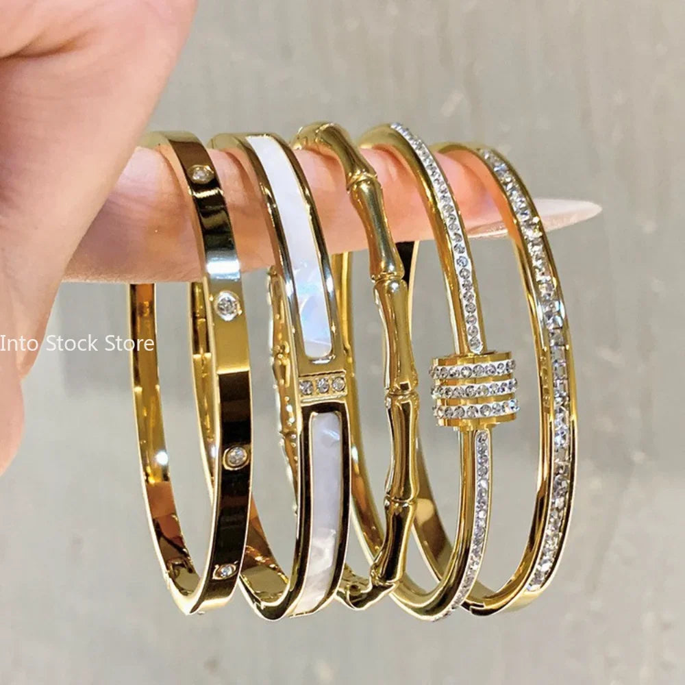 Gold Plated Bracelet White Fritillary Shell Bracelet Luxury Design